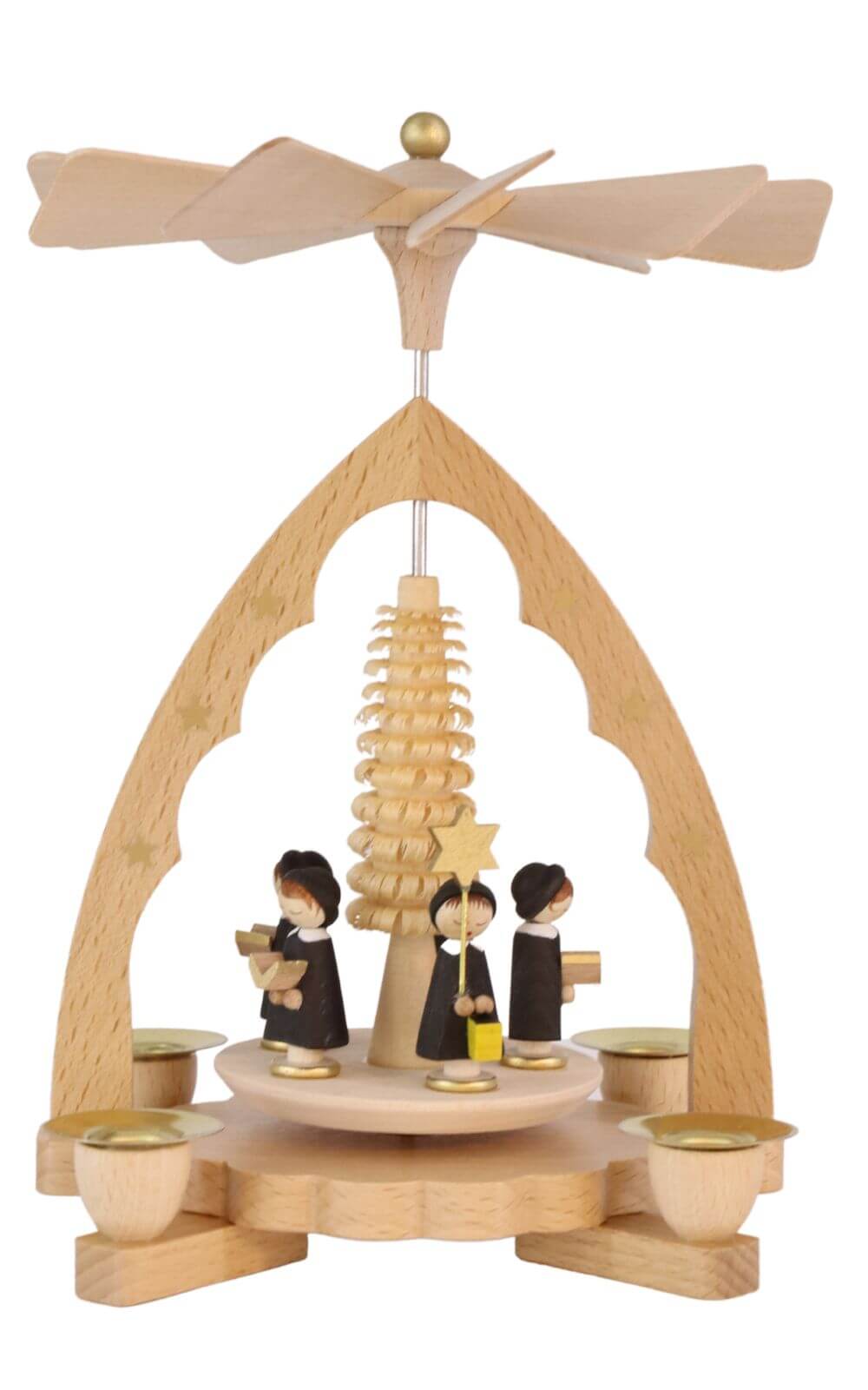 Weihnachtspyramide mit Kurrende, 19 cm, natur von Richard Glässer_1