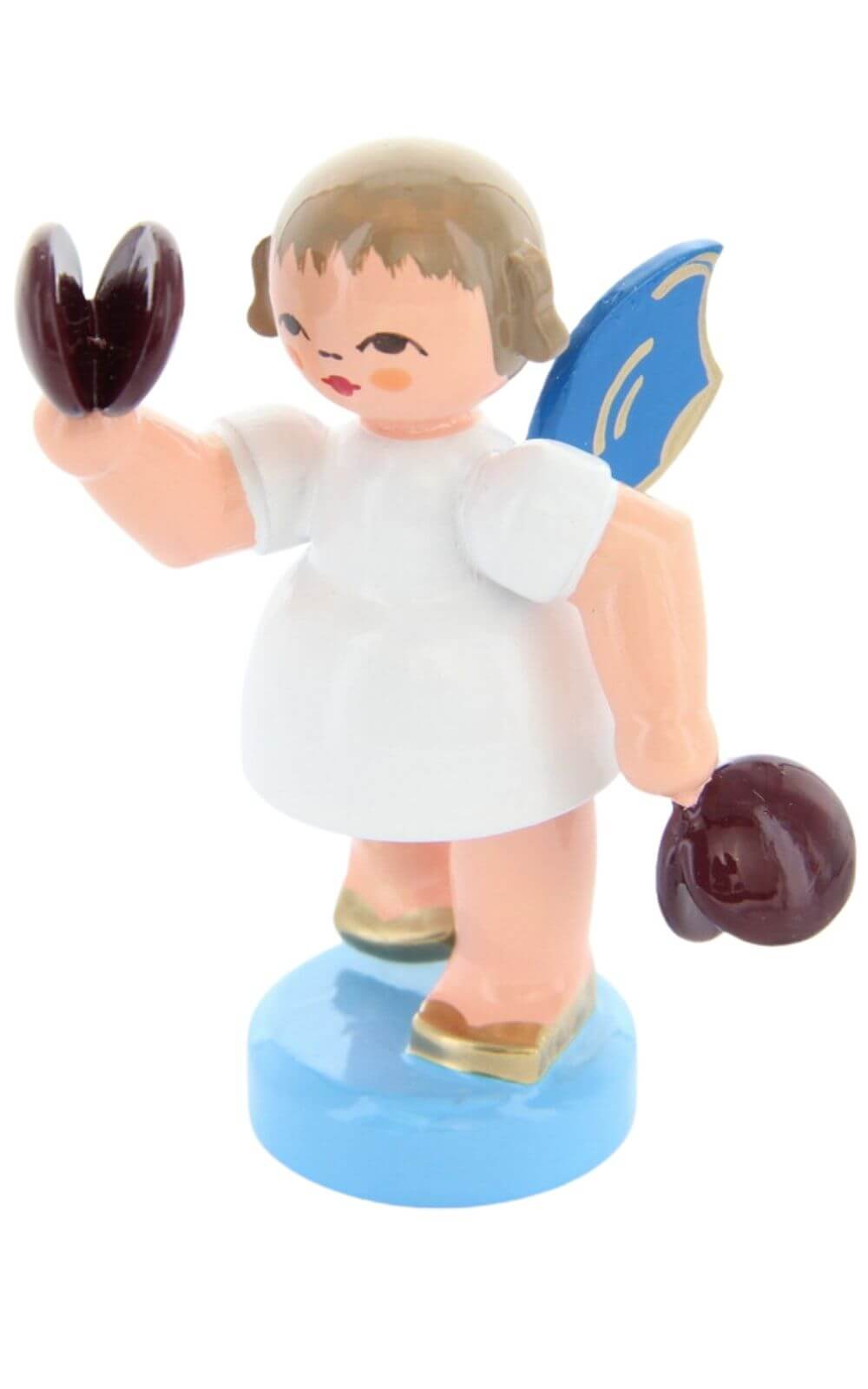 Christmas angel with castanets and blue wings, 6 cm by Figurenland Uhlig GmbH