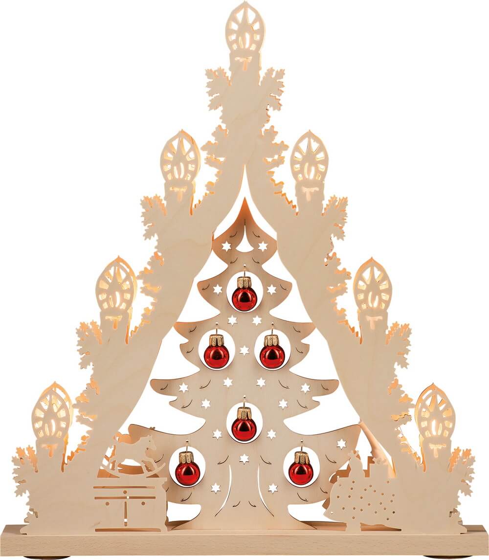 Lights lace Christmas tree with red balls, 43 cm by Weigla
