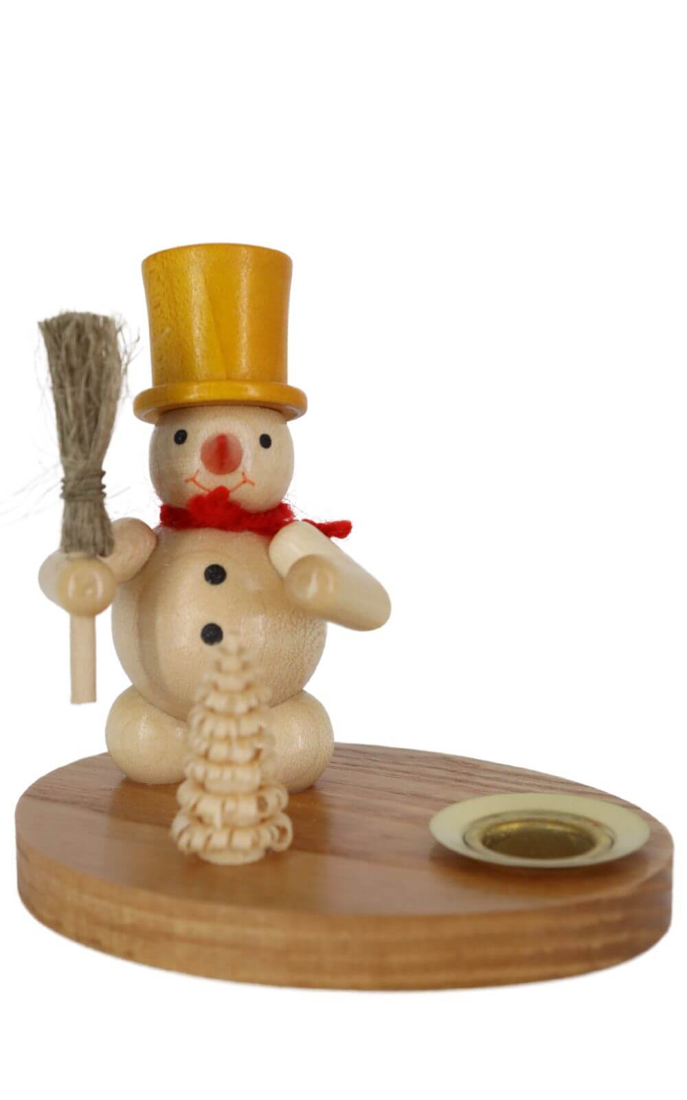 Candle holder with snowman, natural, 8 cm by Volker Zenker