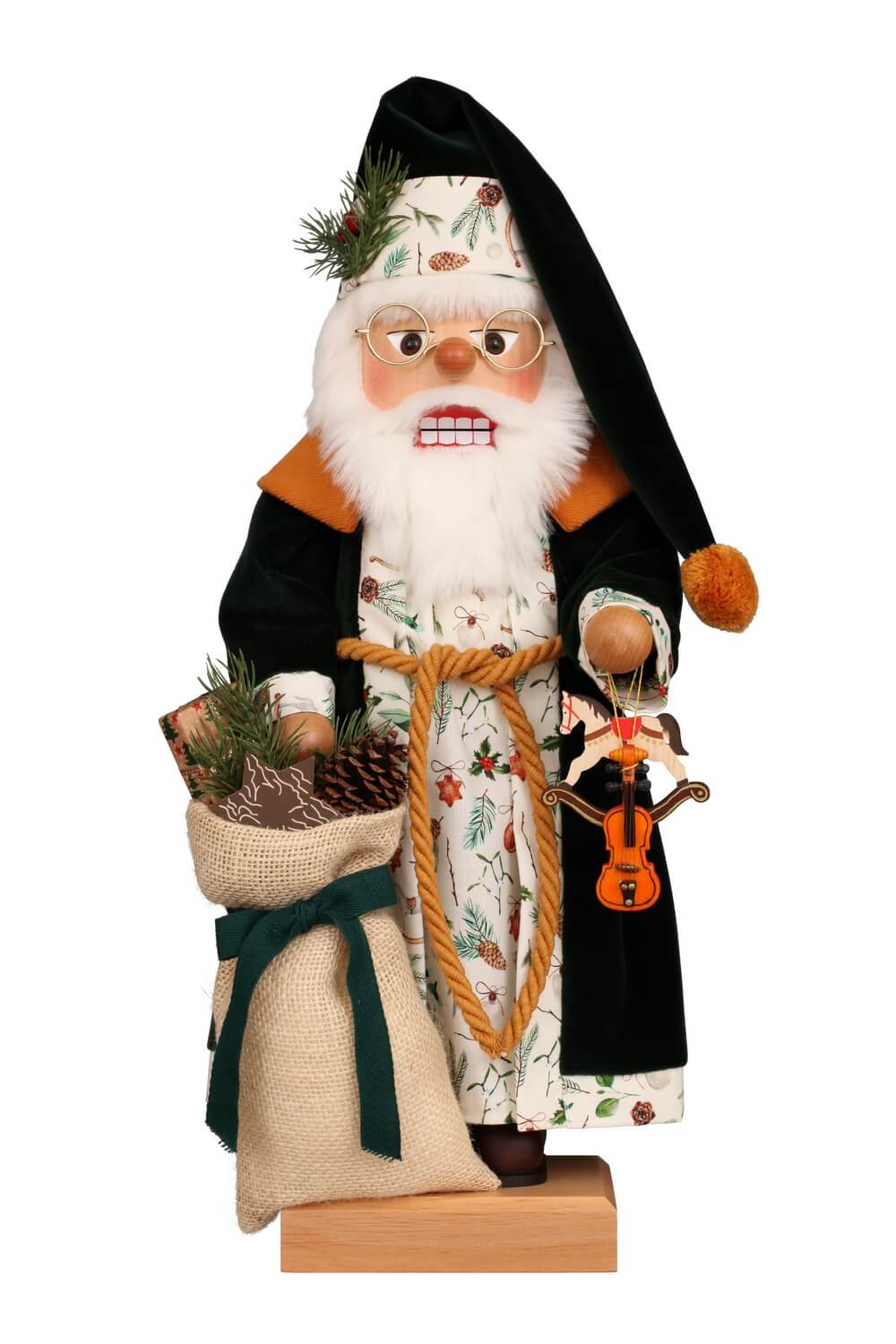 Premium nutcracker Santa Claus with green robe, 49 cm by Christian Ulbricht