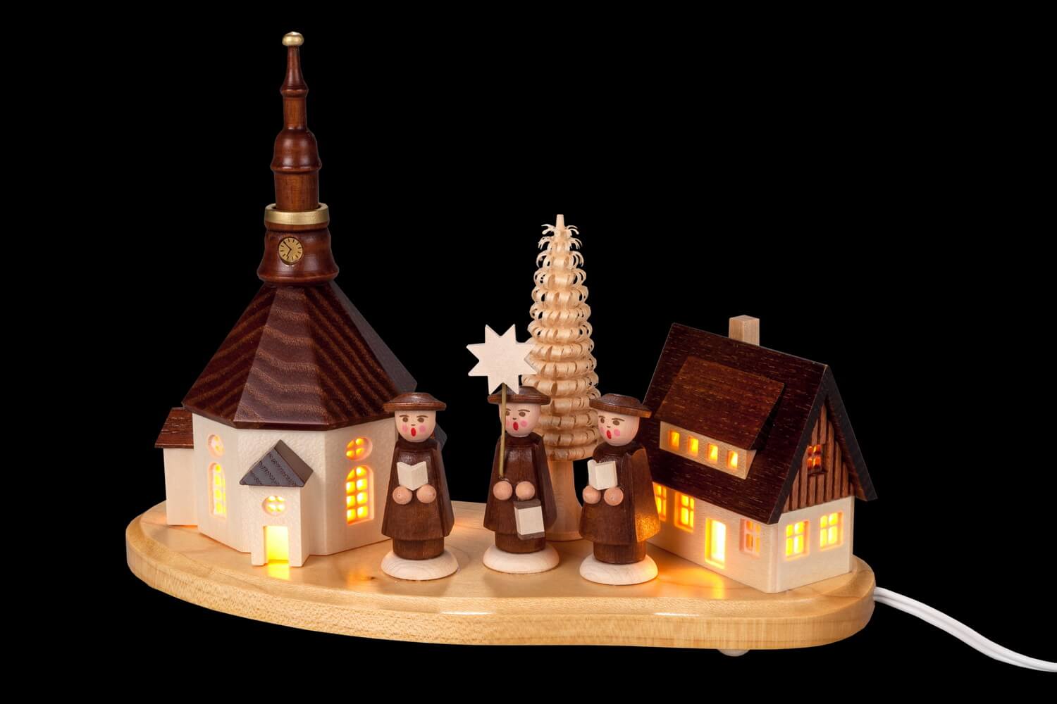 Pedestal Seiffen village with Kurrende, electrically illuminated by SEIFFEN.COM_2