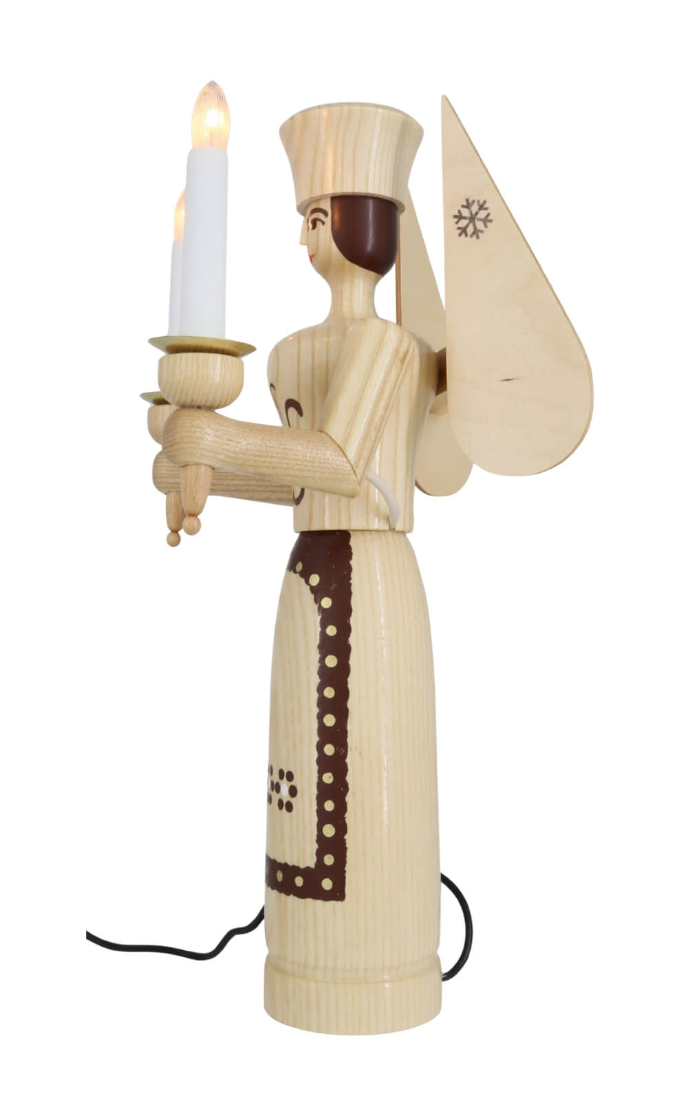 Engel und Bergmann mit Bauchlampe, 38 cm, elektrisch beleuchtet, natur von SEIFFEN.COM_5
