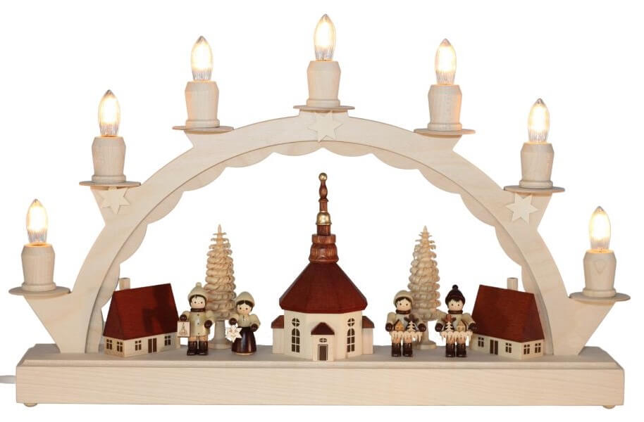 LED candle arch small Seiffen village with Thiel children by SEIFFEN.COM