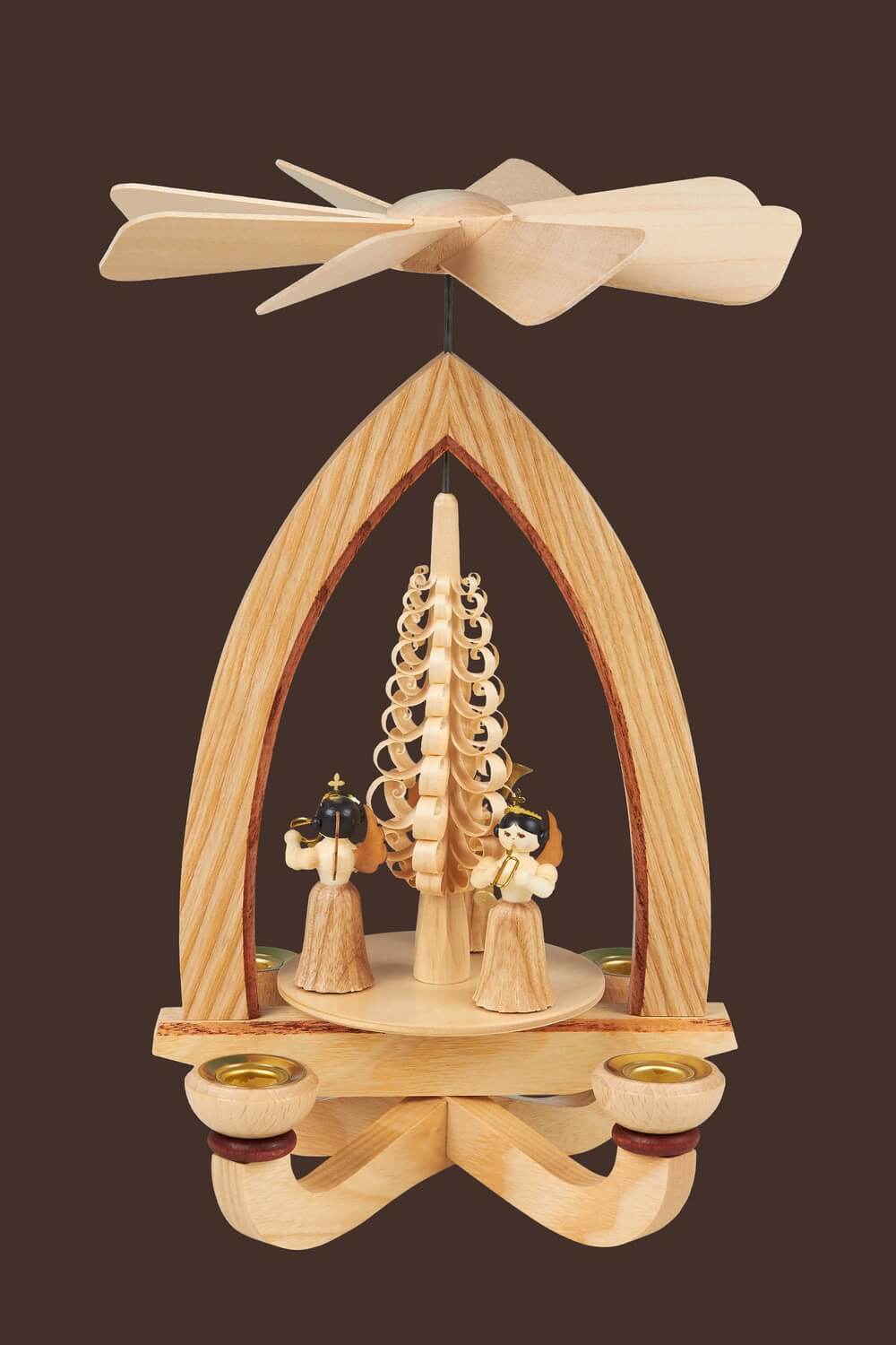 Weihnachtspyramide mit Langrockengel mit Falten, 28 cm, Heinz Lorenz Olbernhau/ Erzgebirge_Bild2