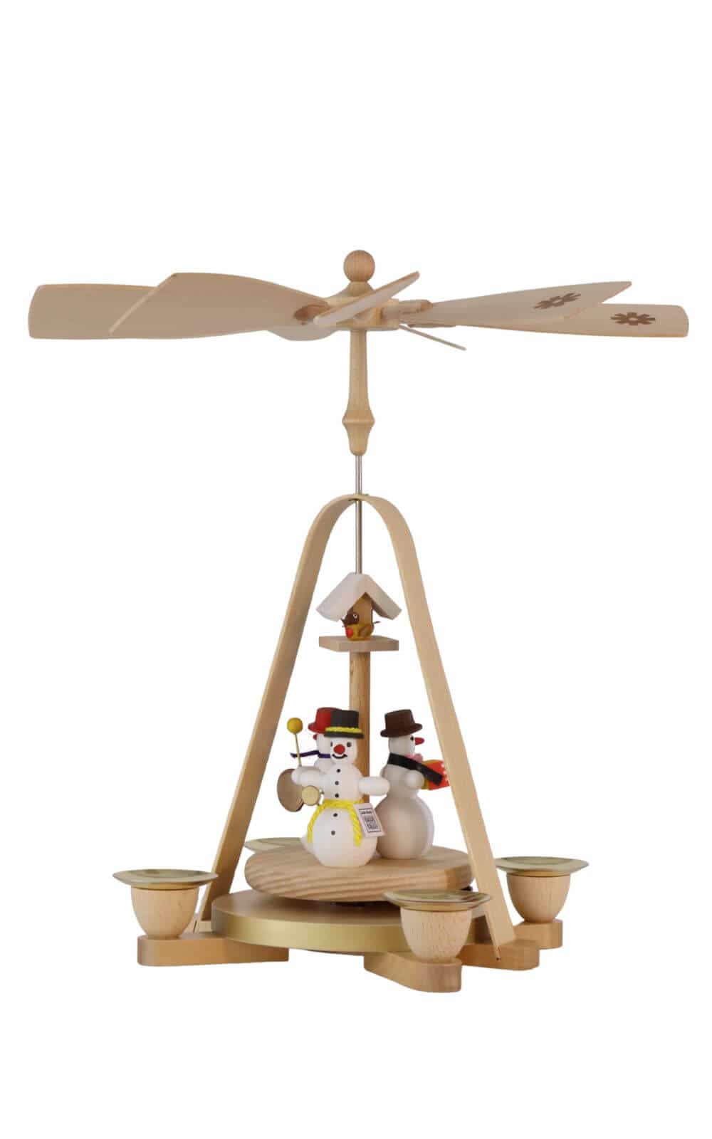 Christmas pyramid with snowmen playing music, 28 cm by Richard Glässer
