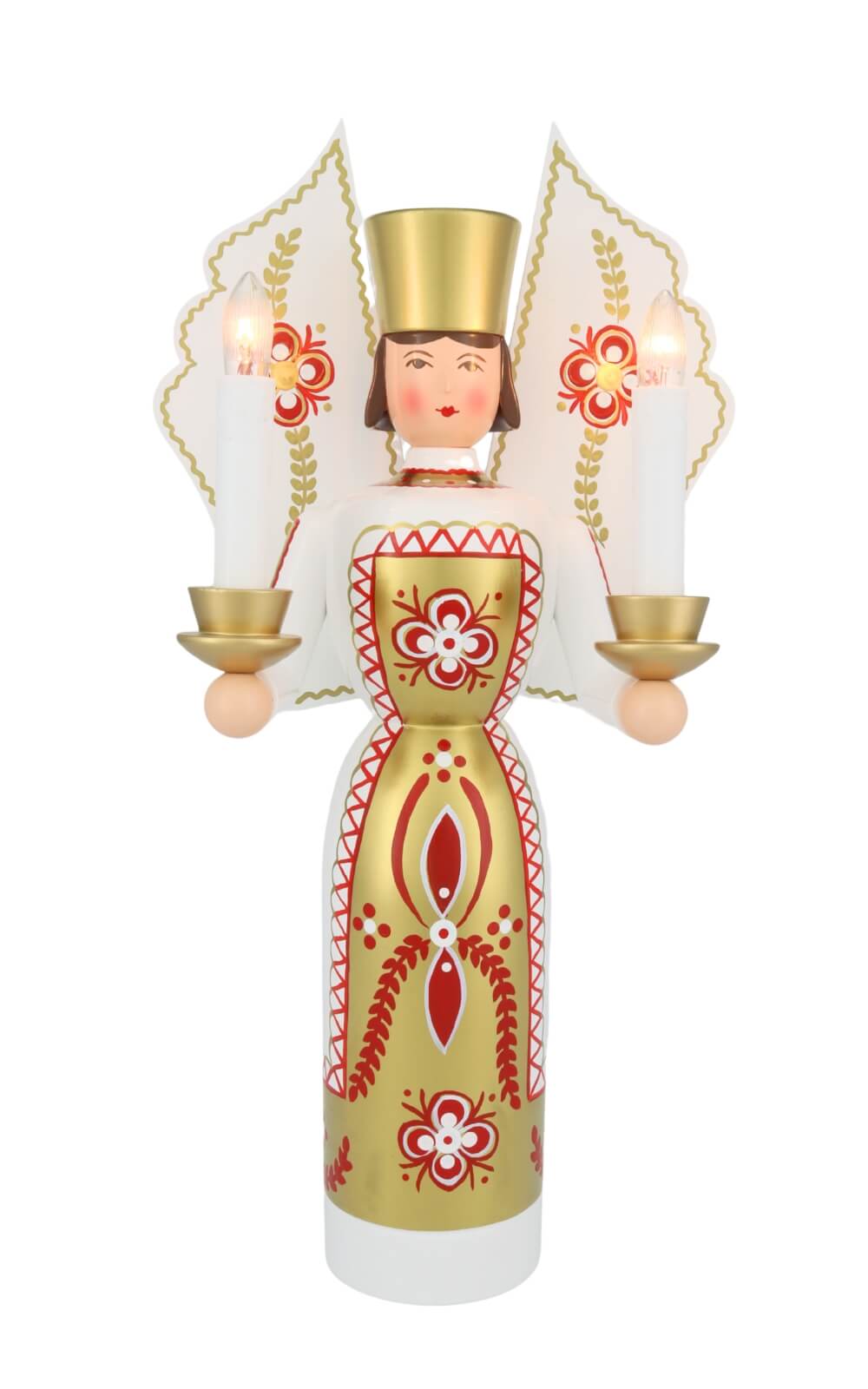 Weihnachtsengel weiß - gold, 36 cm, elektrisch beleuchtet von Holzkunst Gahlenz_3