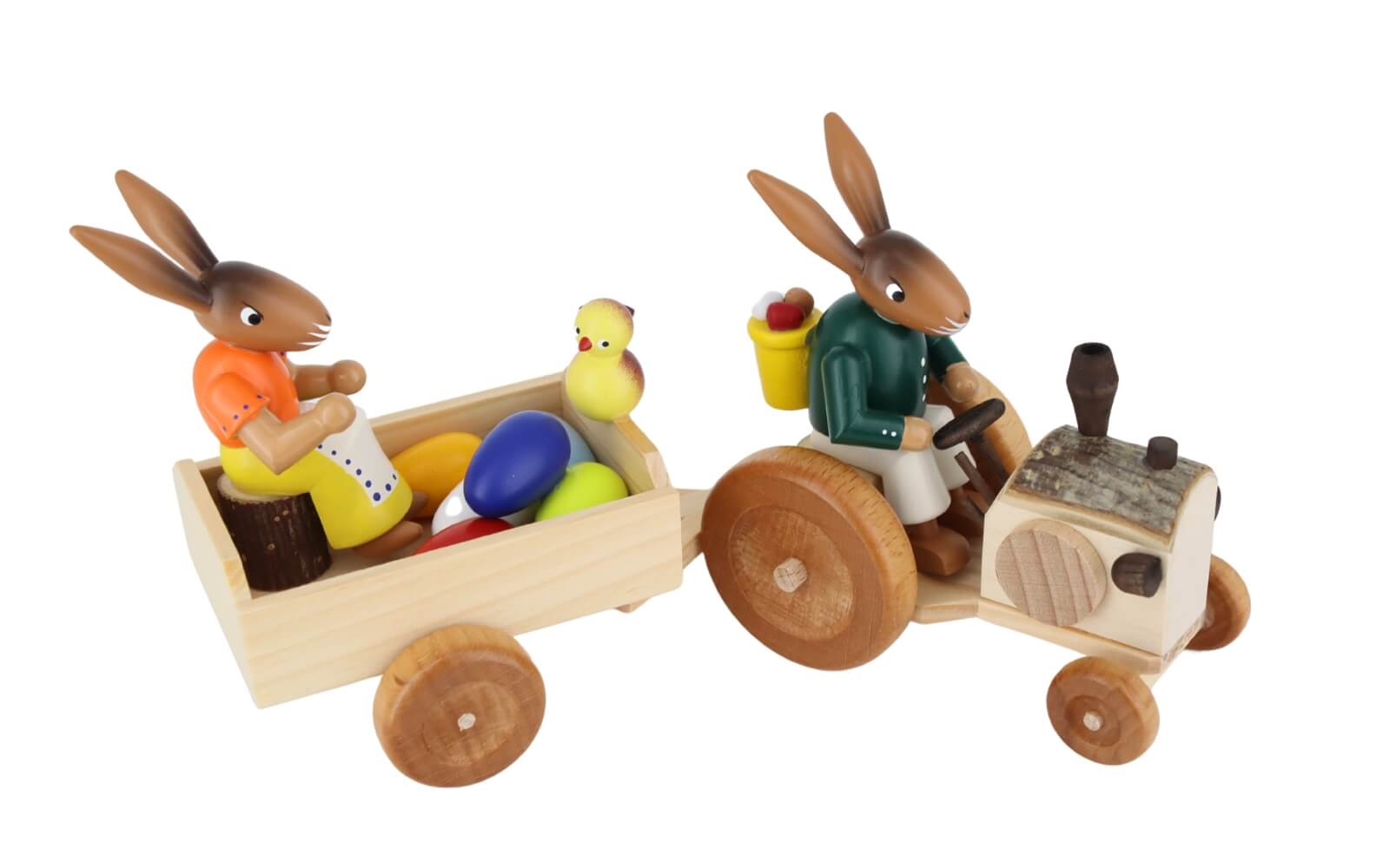 German Easter Figurin Easter Bunny with tractor_3