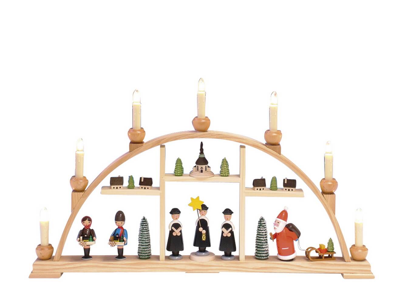 Schwibbogen - Weihnachtsfiguren und kleines Dorf in Etagen von Knuth Neuber_1