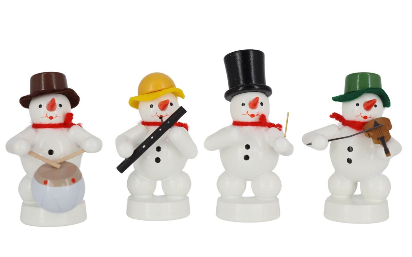 Miniatur Schneemannkapelle mit Geige, Trommel, Oboe, Dirigent von Ralf Zenker