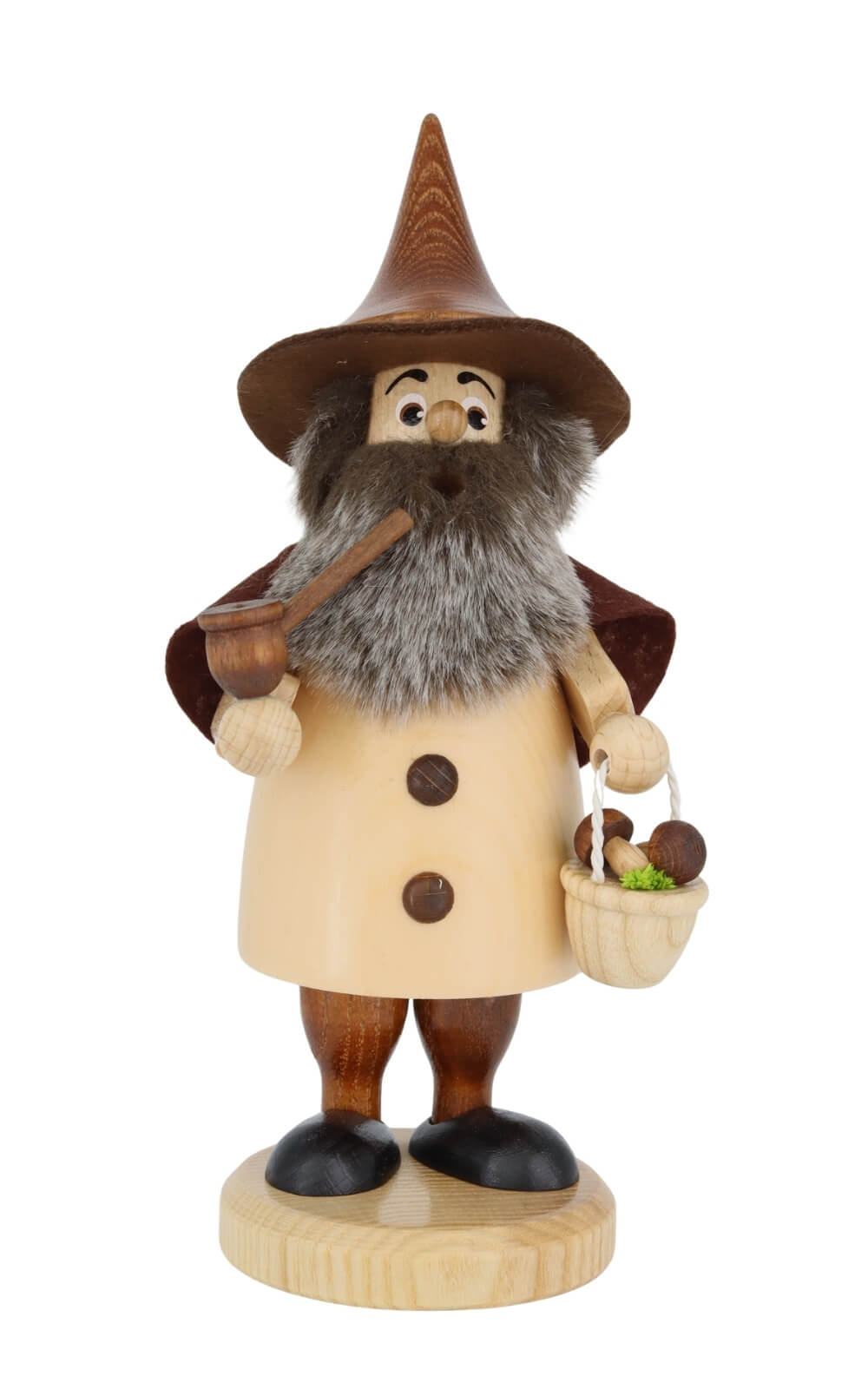 Räuchermännchen Wichtel Pilzsammler, 20 cm von DWU Drechselwerkstatt Uhlig, Made in Germany