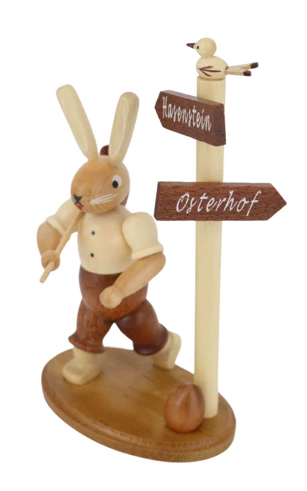 Hase Wanderer am Wegweiser, 14 cm, natur von Müller Kleinkunst_1