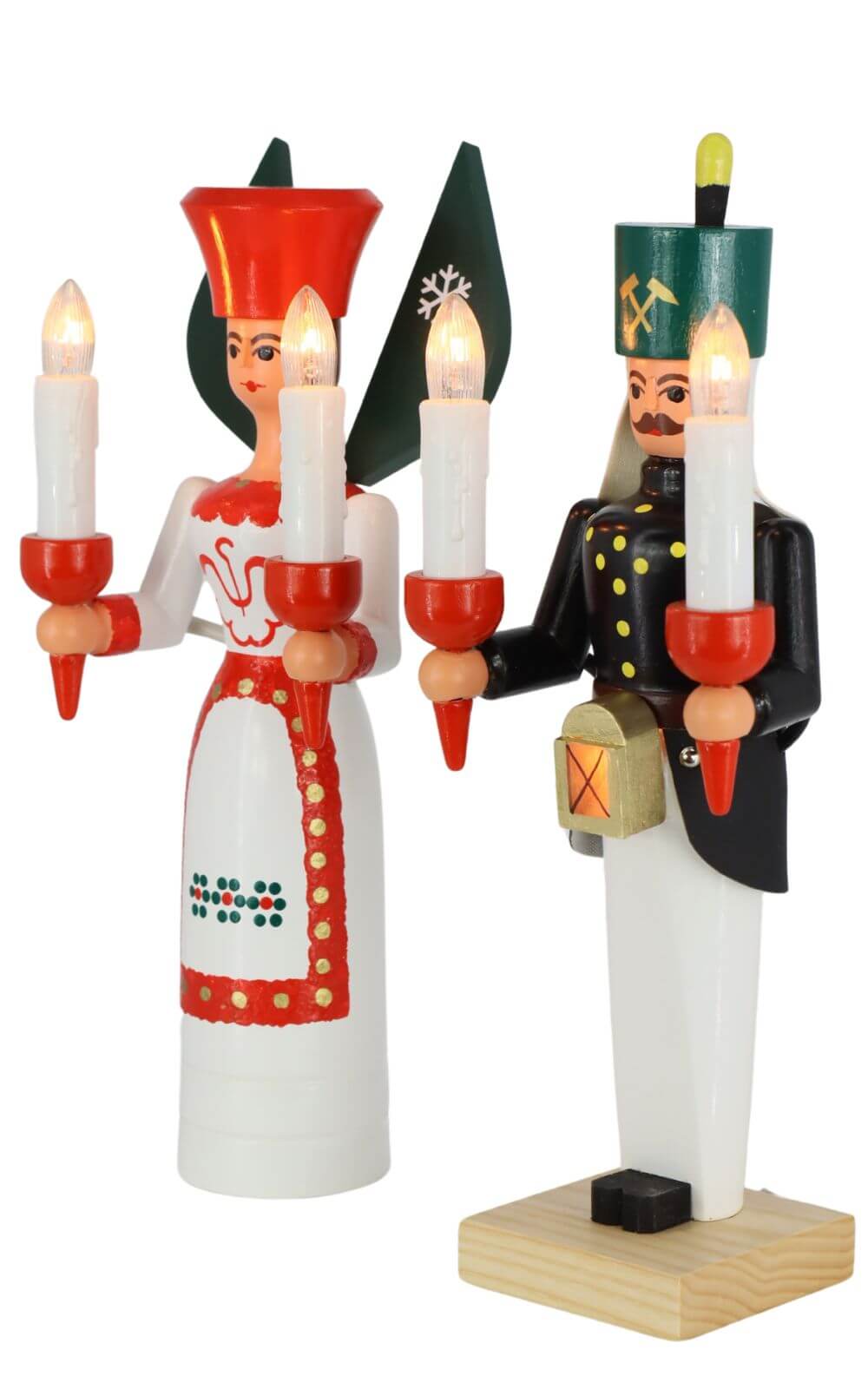 Engel und Bergmann aus Holz, 26 cm, bunt, elektrisch beleuchtet von SEIFFEN.COM_4