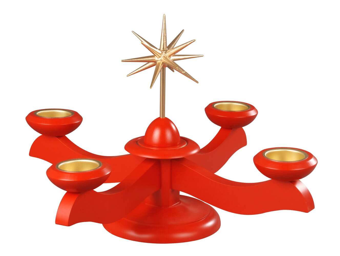 Adventsleuchter mit Weihnachtsstern, rot, für Teelichter von Albin Preißler