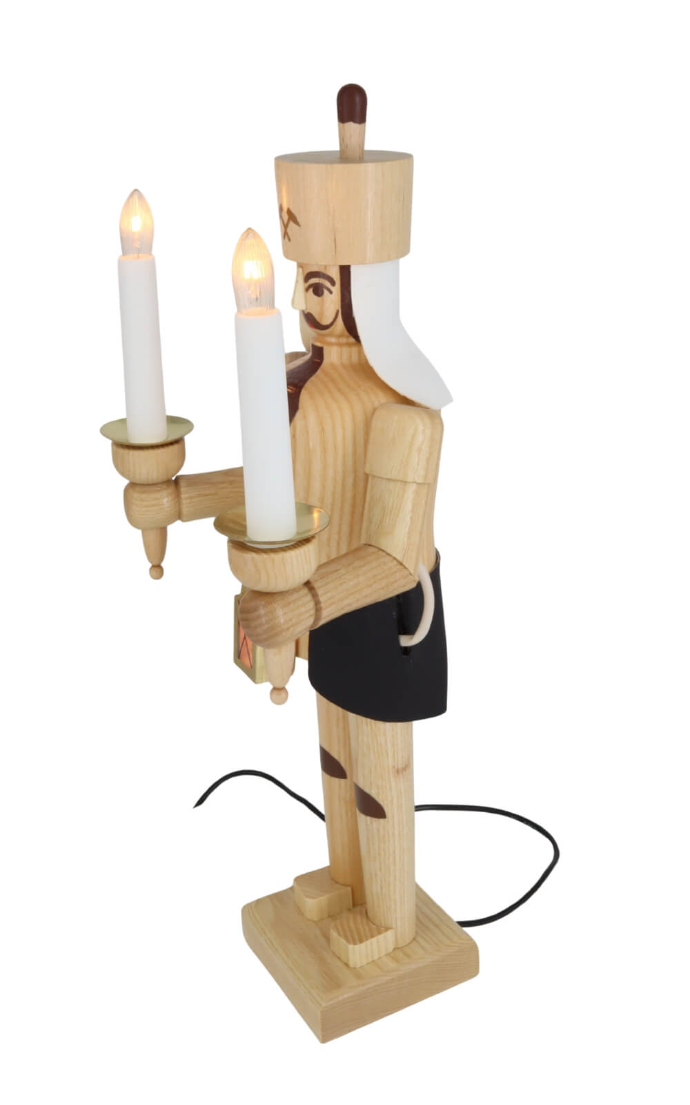 Engel und Bergmann mit Bauchlampe, 38 cm, elektrisch beleuchtet, natur von SEIFFEN.COM_4