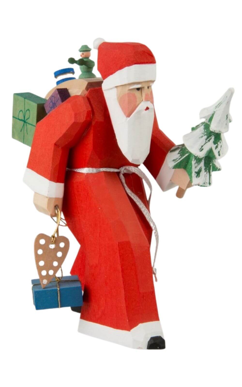 Wood carving colored Santa Claus, 13 cm by Bettina Franke