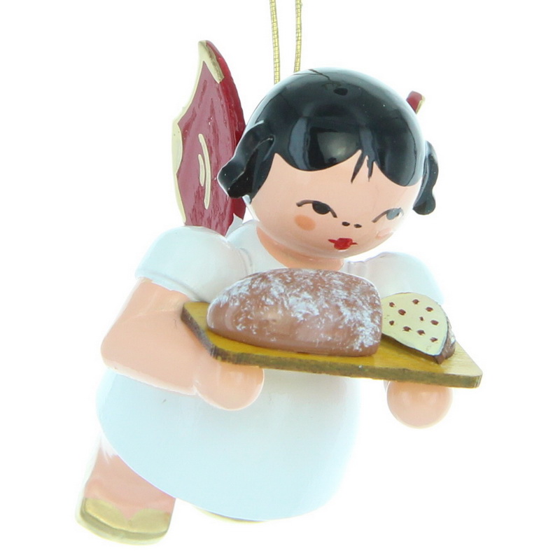 Hovering angel with gallery board and red wings by Figurenland Uhlig GmbH