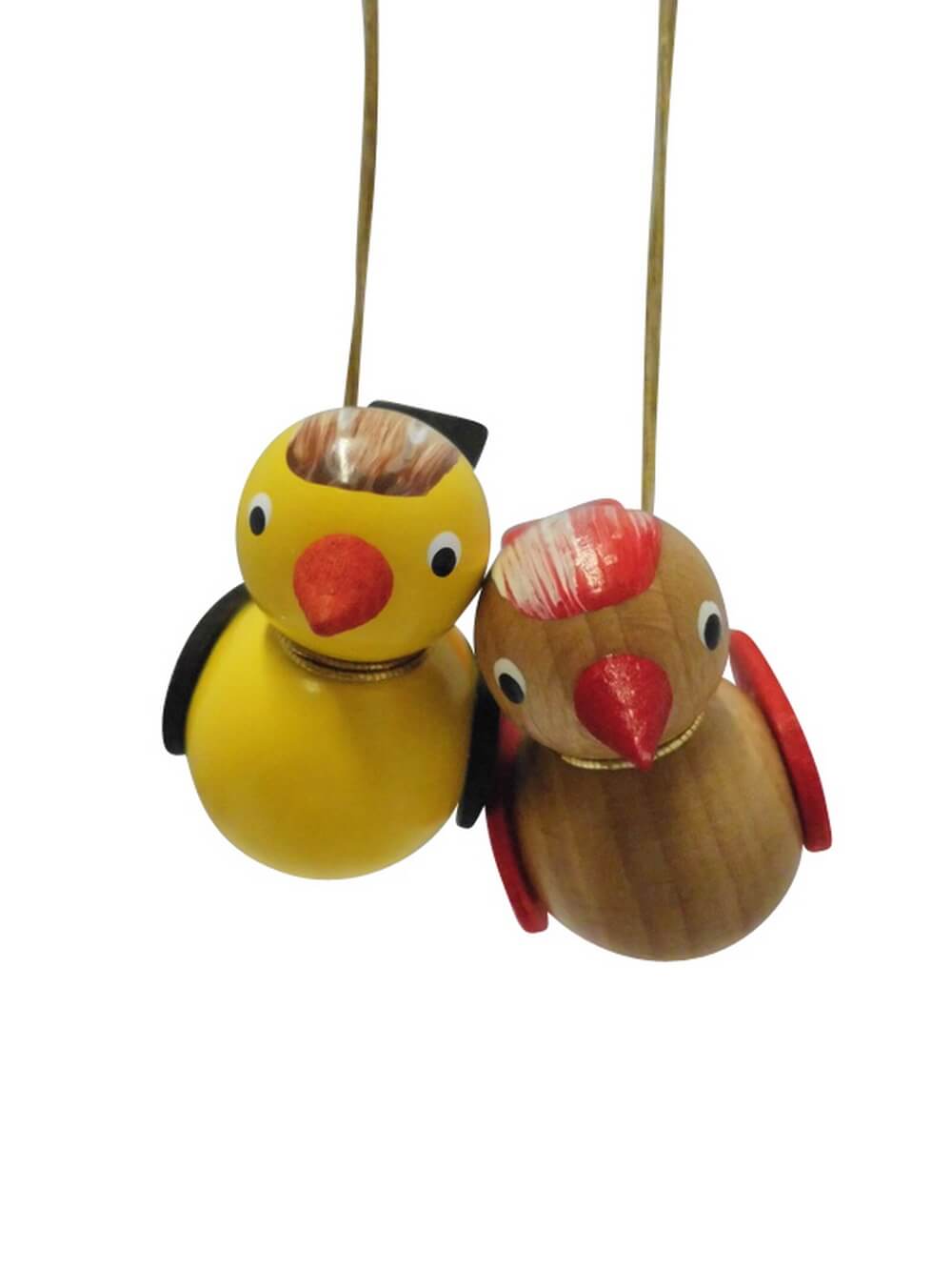 Vögel zum Hängen, 2 Stück, gelb/braun von SEIFFEN.COM_1