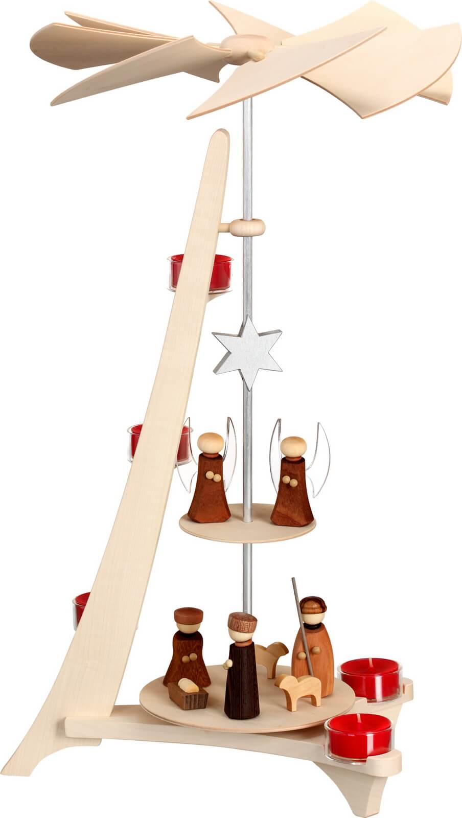 Christmas pyramid Nativity with angel, L-shape by Seiffener Volkskunst