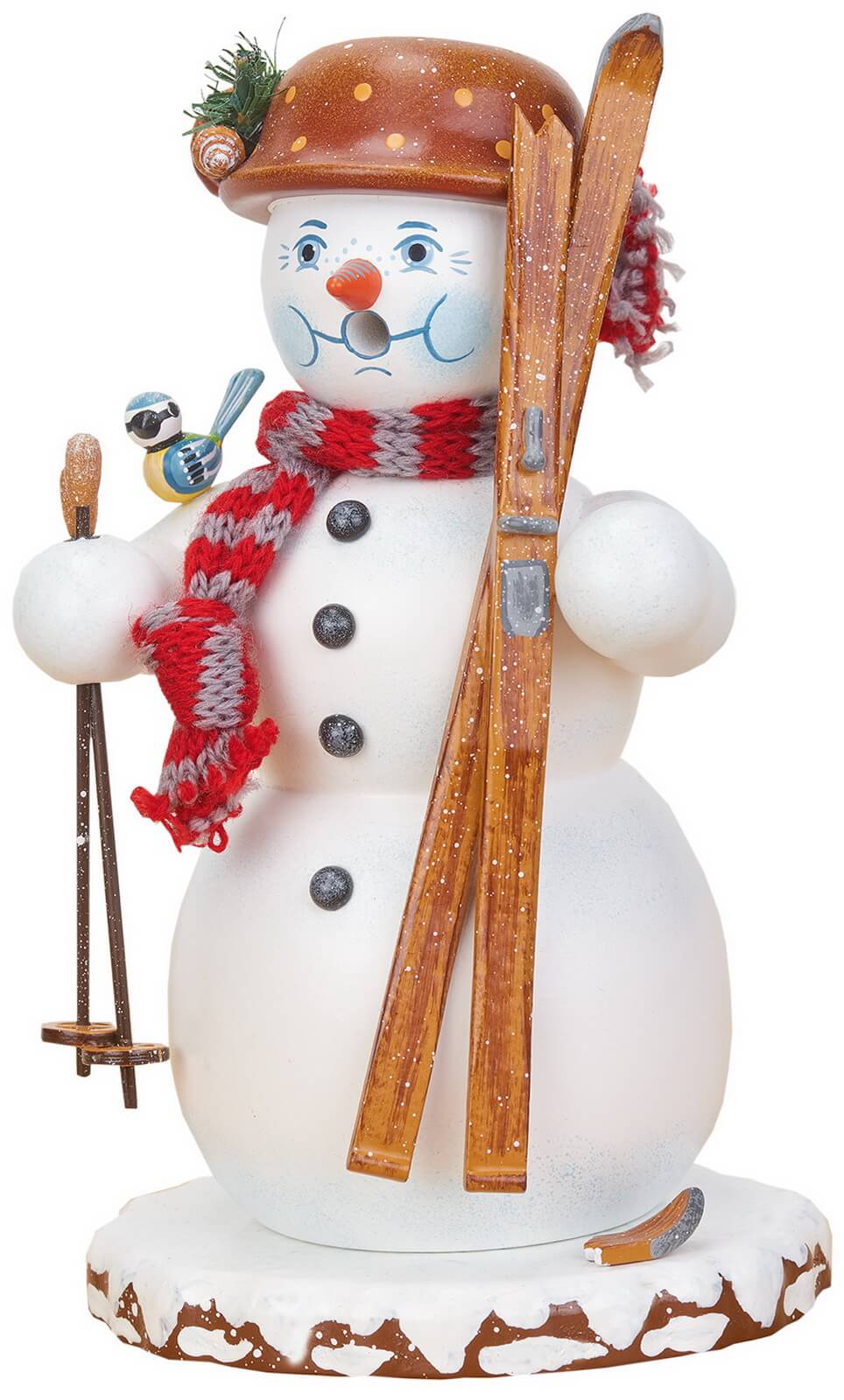 Smoking man snowman, 20 cm by Hubrig Volkskunst