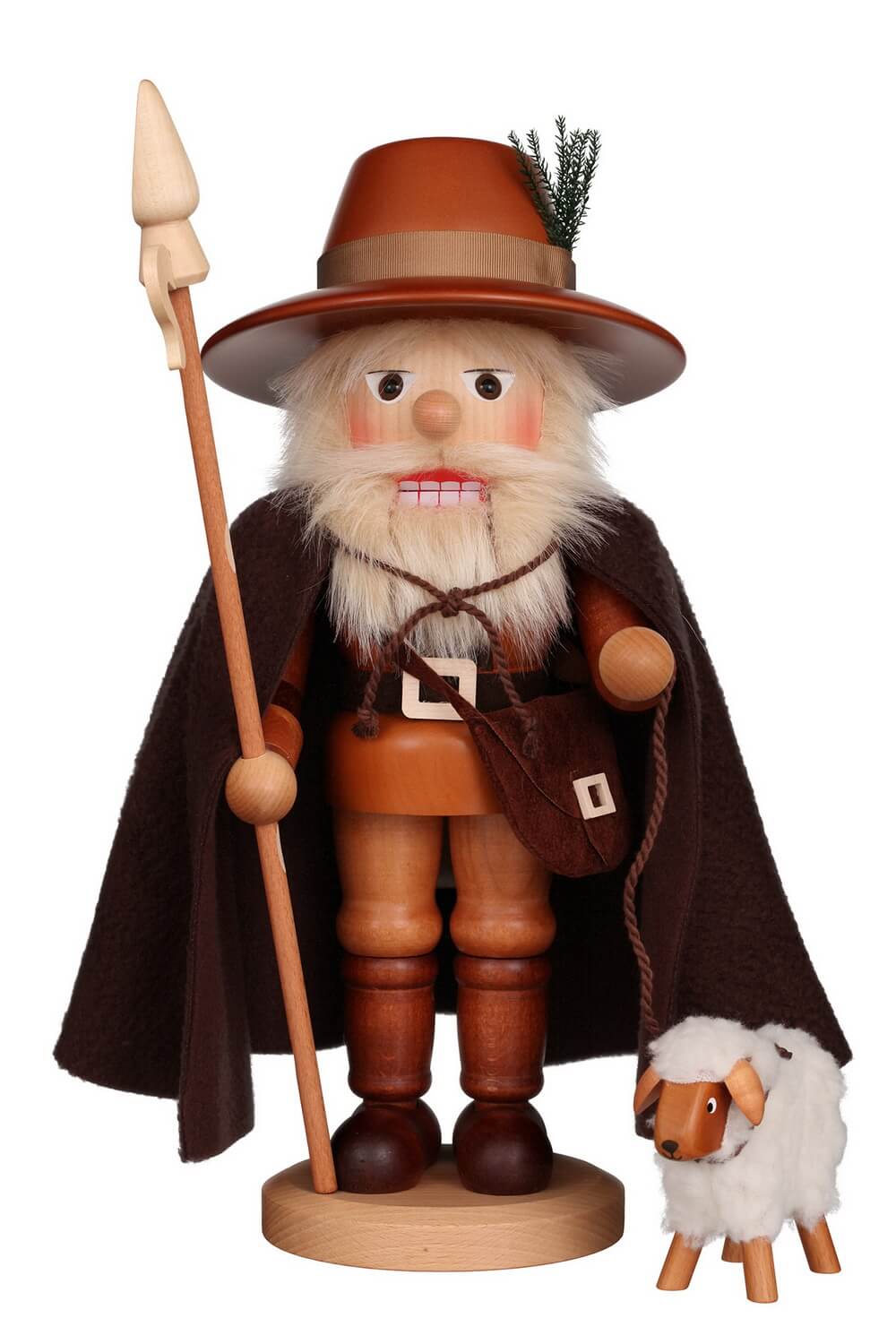 Nutcracker shepherd, 39 cm, natural by Christian Ulbricht from Seiffen in the Ore Mountains