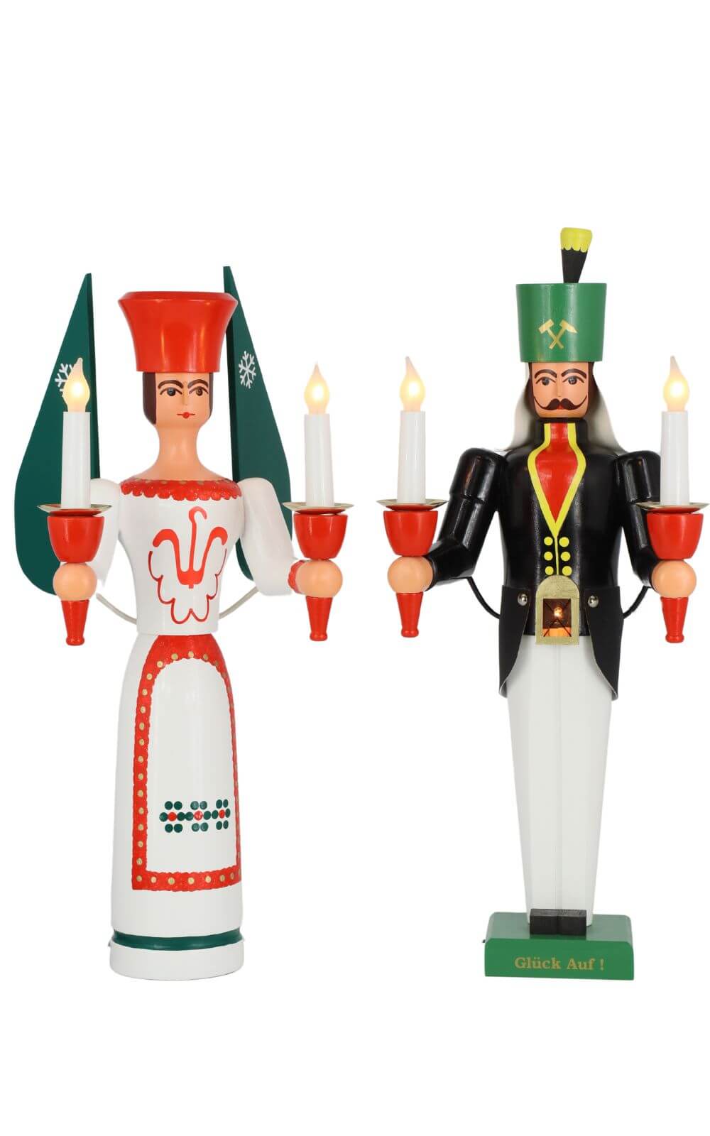 Engel und Bergmann, farbig, elektrisch beleuchtet, 50 cm von SEIFFEN.COM_1