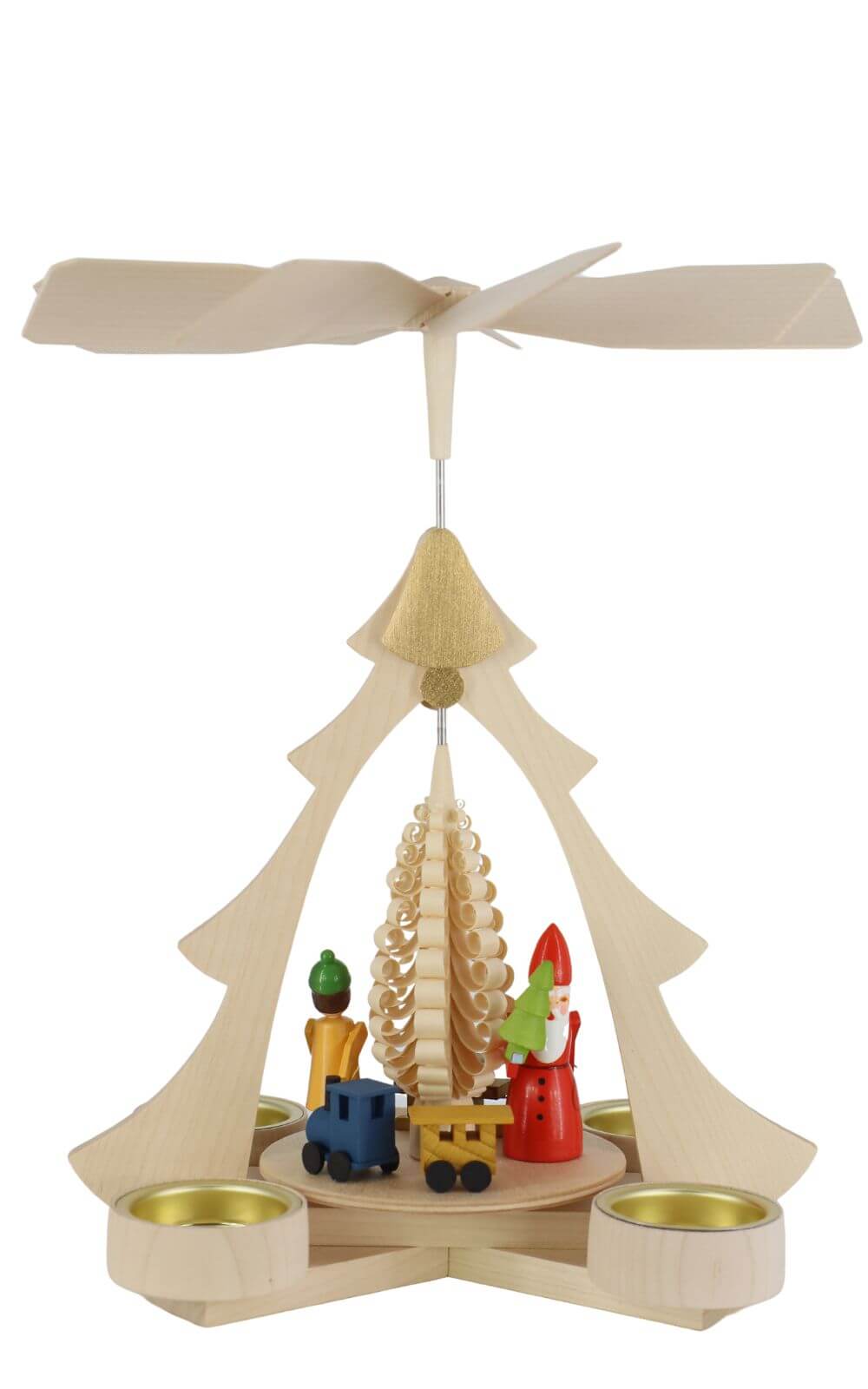 Weihnachtspyramide für Teelichte Bescherung, natur, 28 cm von Ralf Zenker_1