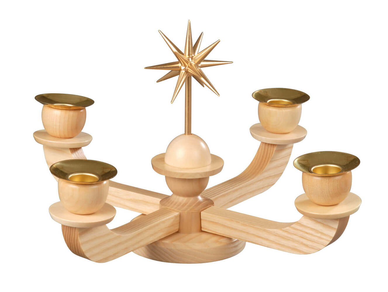 Advent candlestick with poinsettia, natural by Albin Preißler