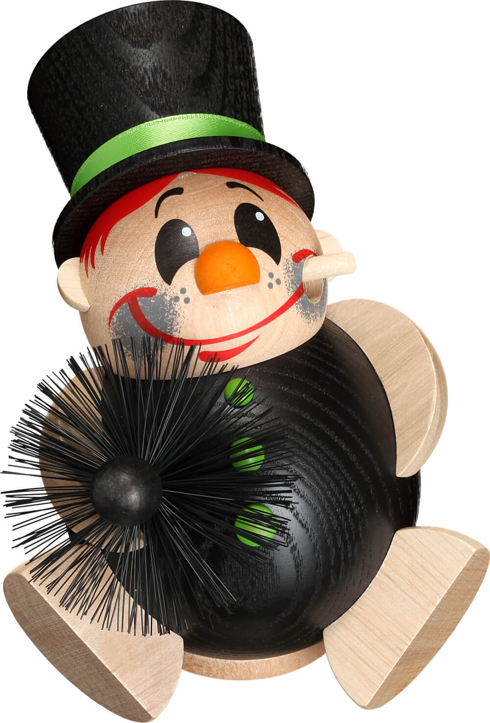 Smoking man - ball smoking man Schorchy with broom by Seiffener Volkskunst eG