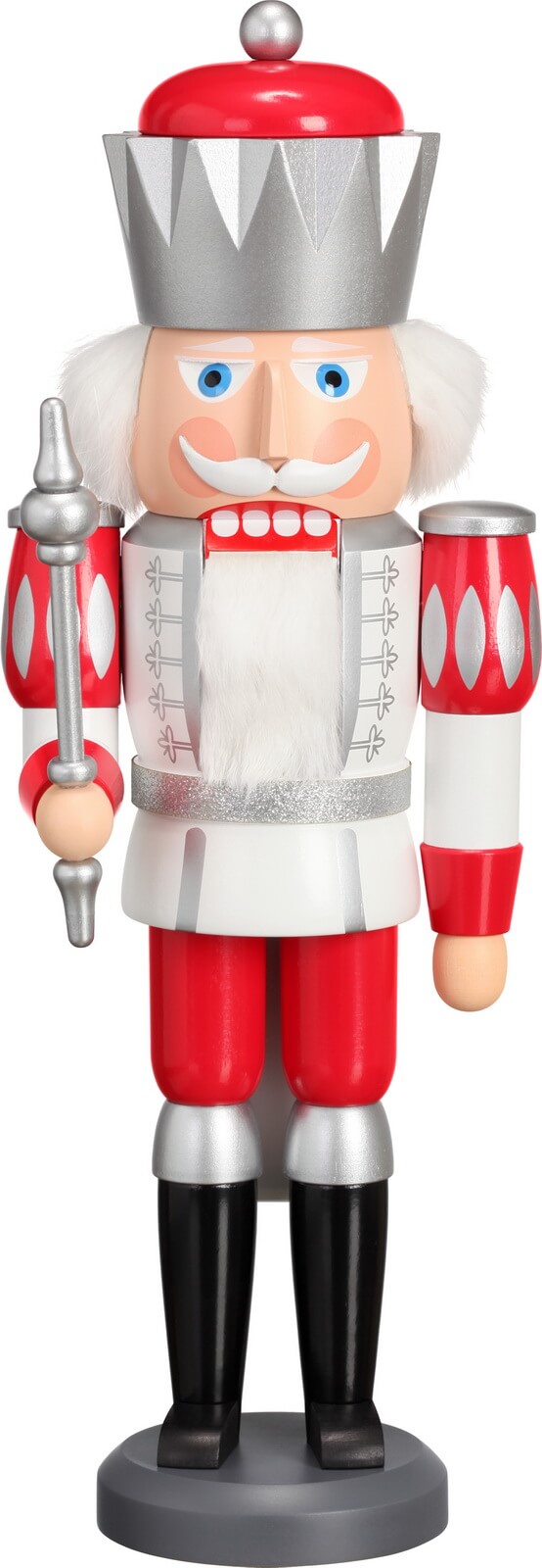 Nussknacker König Exklusiv weiß-silber-rot, 40 cm von Seiffener Volkskunst eG