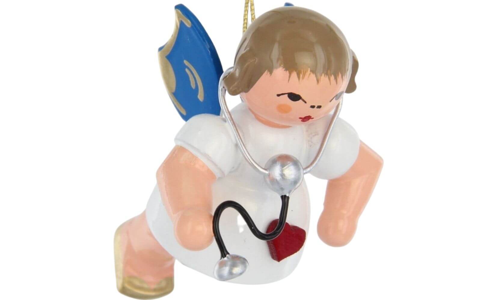 Hovering angel of hearts with stethoscope and blue wings by Figurenland Uhlig