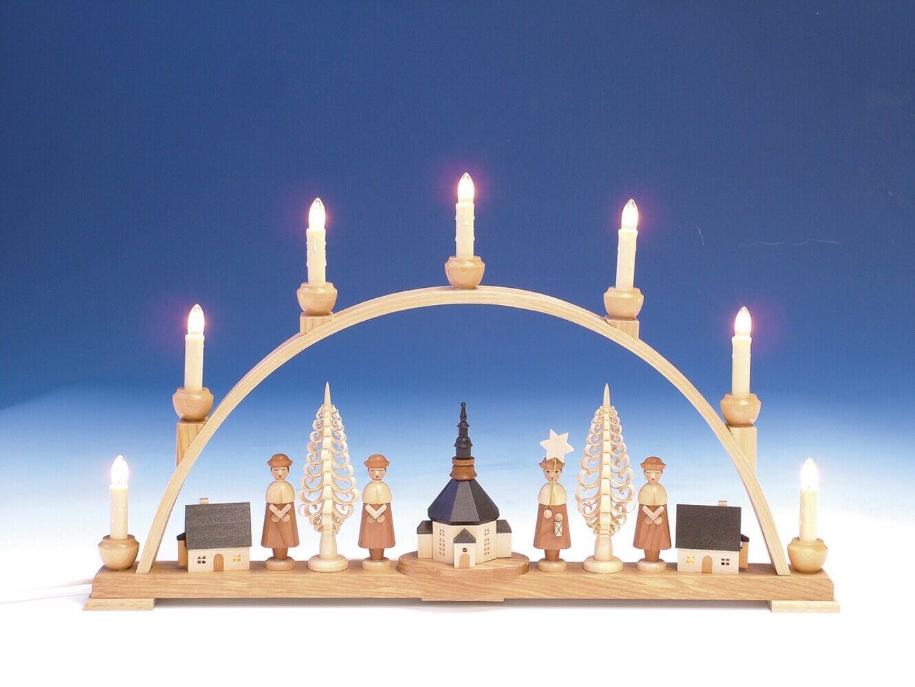 Schwibbogen mit Seiffener Kirche, elektrisch beleuchtet, natur, 63 cm von Knuth Neuber_BIld2