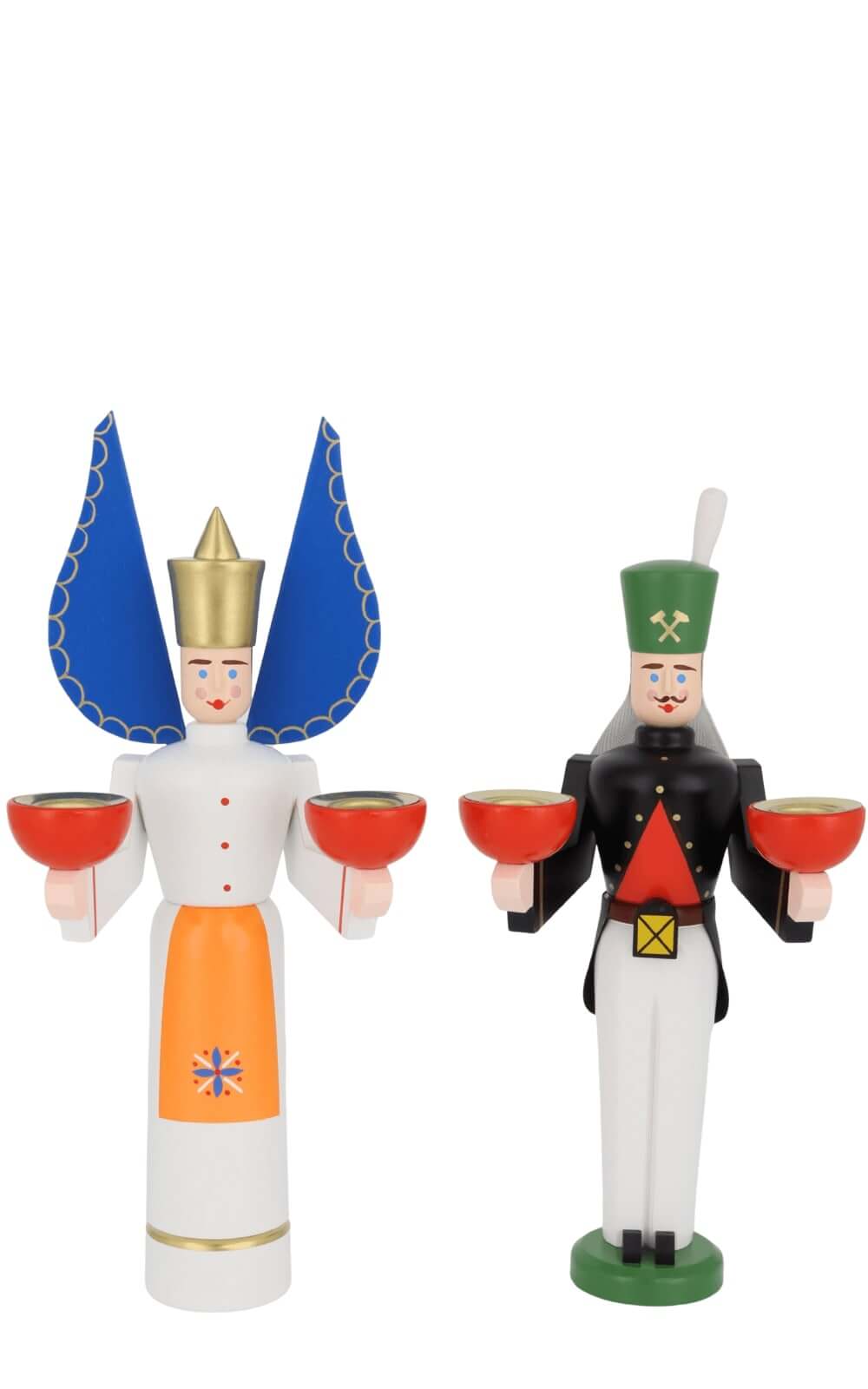 Bergmann und Engel mit orangenem Kleid von Eckert Volkskunstwerkstatt_1