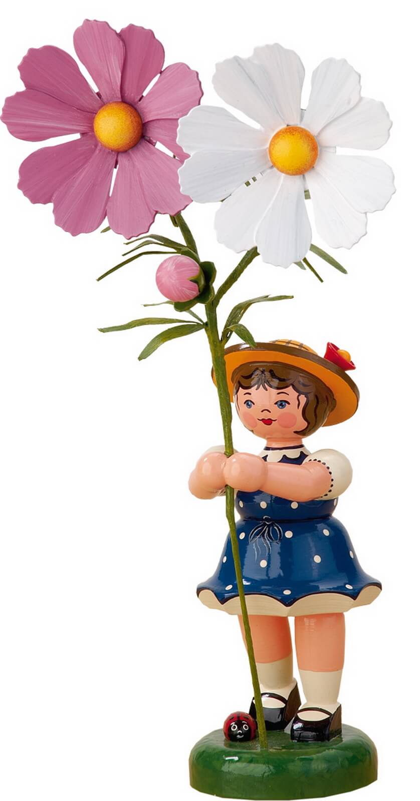 Blumenkind Mädchen mit Cosmea, 24 cm, farbig von Hubrig Volkskunst