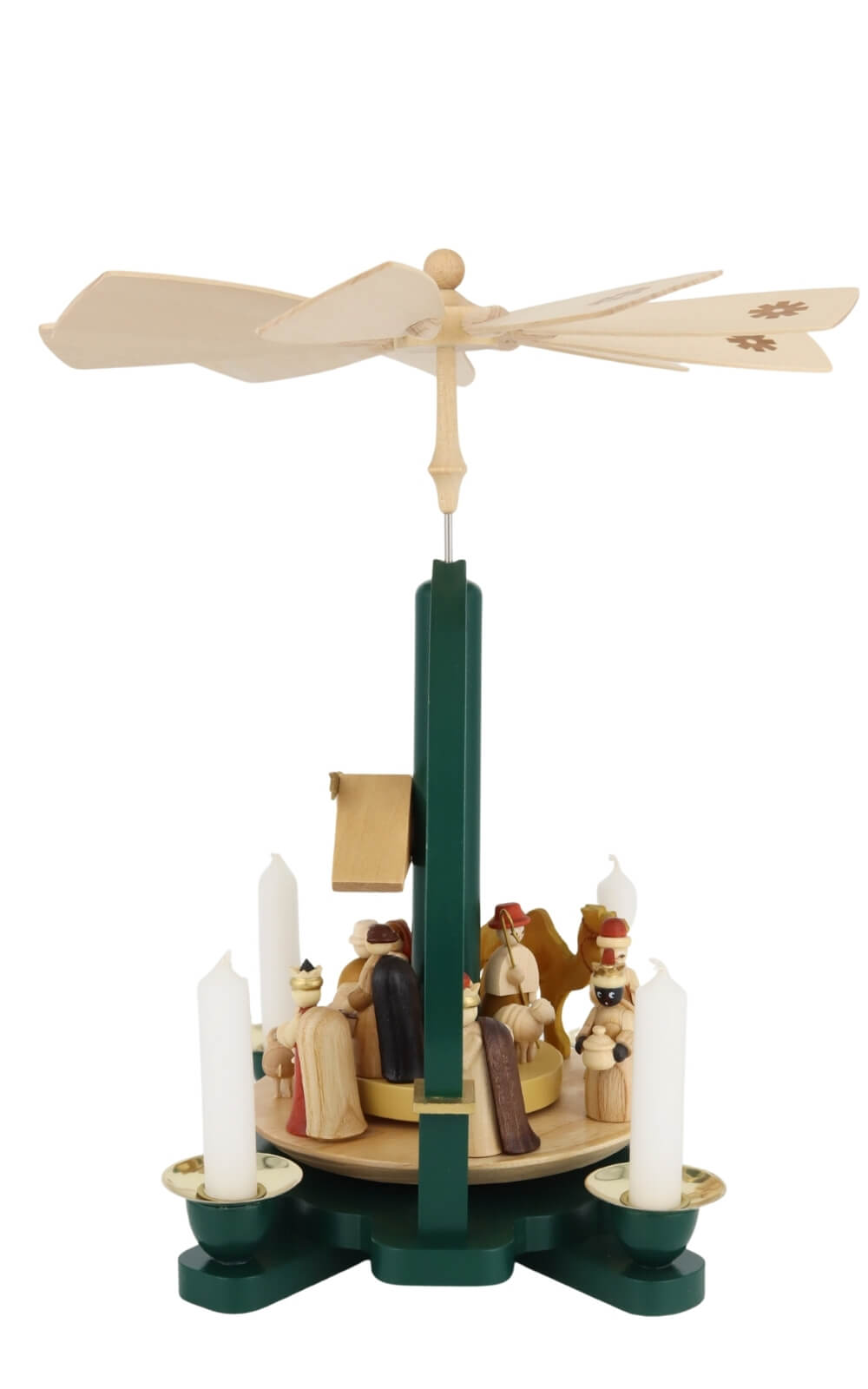 Christmas pyramid Holy Family, green, 27 cm / 10,6 inch by Richard Glässer_4