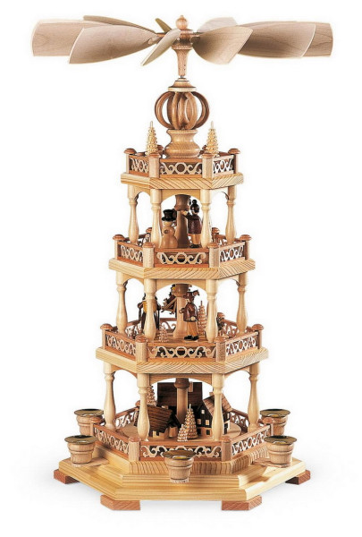 German Christmas Pyramid Erzgebirge, 4-Tier, 54 cm / 21 inch by Müller Kleinkunst