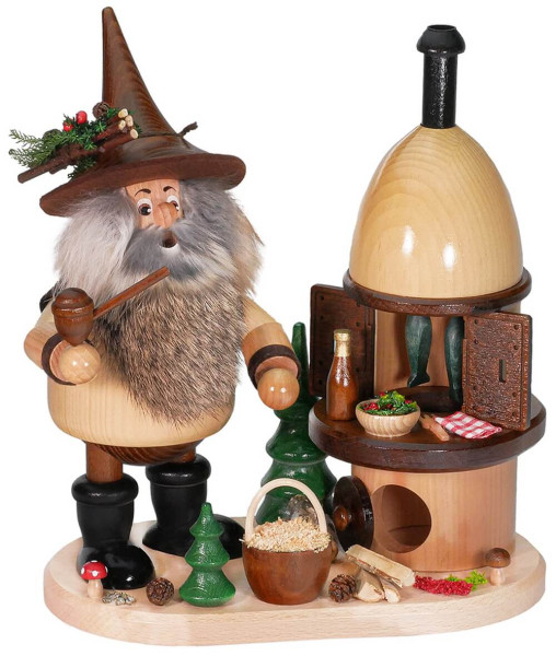 Smoker Gnome with Smoking Oven, 26 cm by DWU Drechselwerkstatt Uhlig