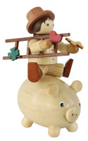 Miniatur Glücksbringer mit Schwein, 6 cm natur von Romy Thiel